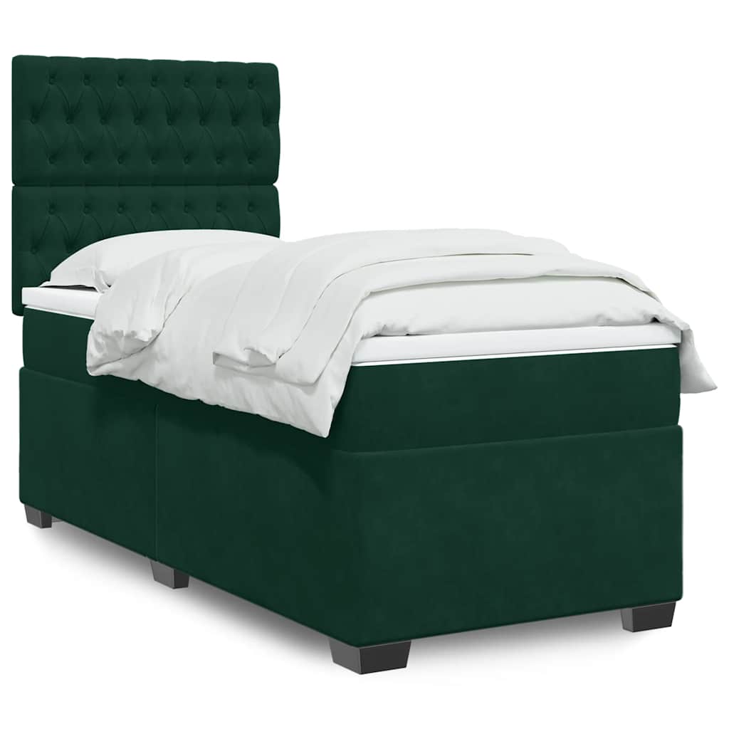 E-shop Multidom Posteľný rám boxsping s matracom tmavozelený 100x200 cm zamat