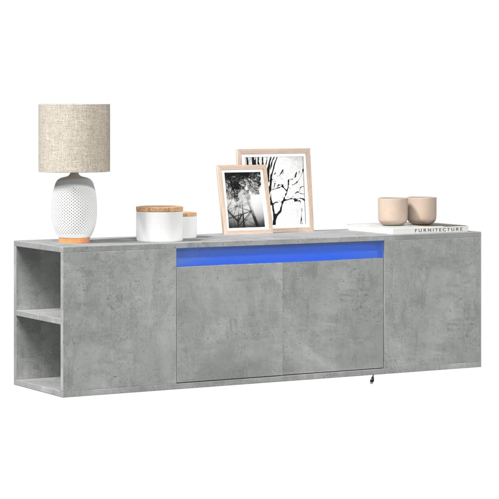 E-shop Multidom TV nástenná skrinka s LED svetlami betónovo sivá 135x31x39,5 cm