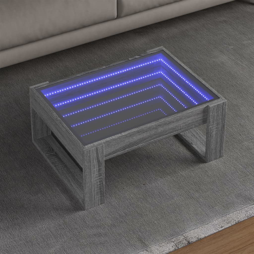 E-shop Multidom Konferenčný stolík s nekonečnými LED sivý sonoma 70x53x30 cm