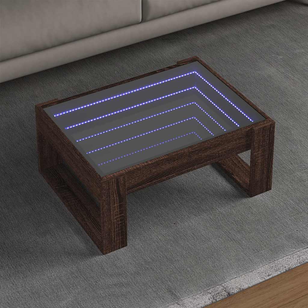 E-shop Multidom Konferenčný stolík s nekonečnými LED hnedý dub 70x53x30 cm