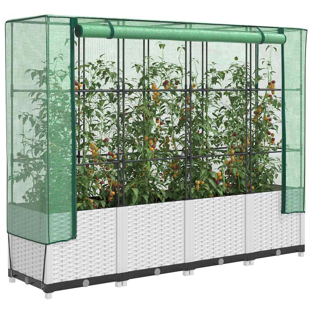 E-shop Multidom Záhon s krytom na skleník ratanový vzhľad 160x40x138 cm
