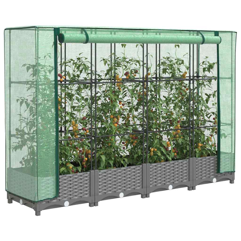 E-shop Multidom Záhon s krytom na skleník ratanový vzhľad 160x40x123 cm