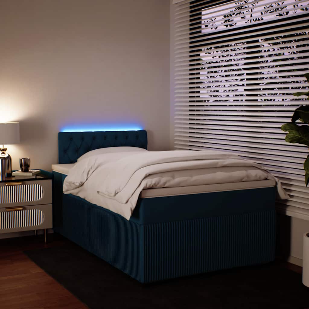E-shop Multidom Posteľný rám boxsping s matracom, modrá 120x190 cm, zamat