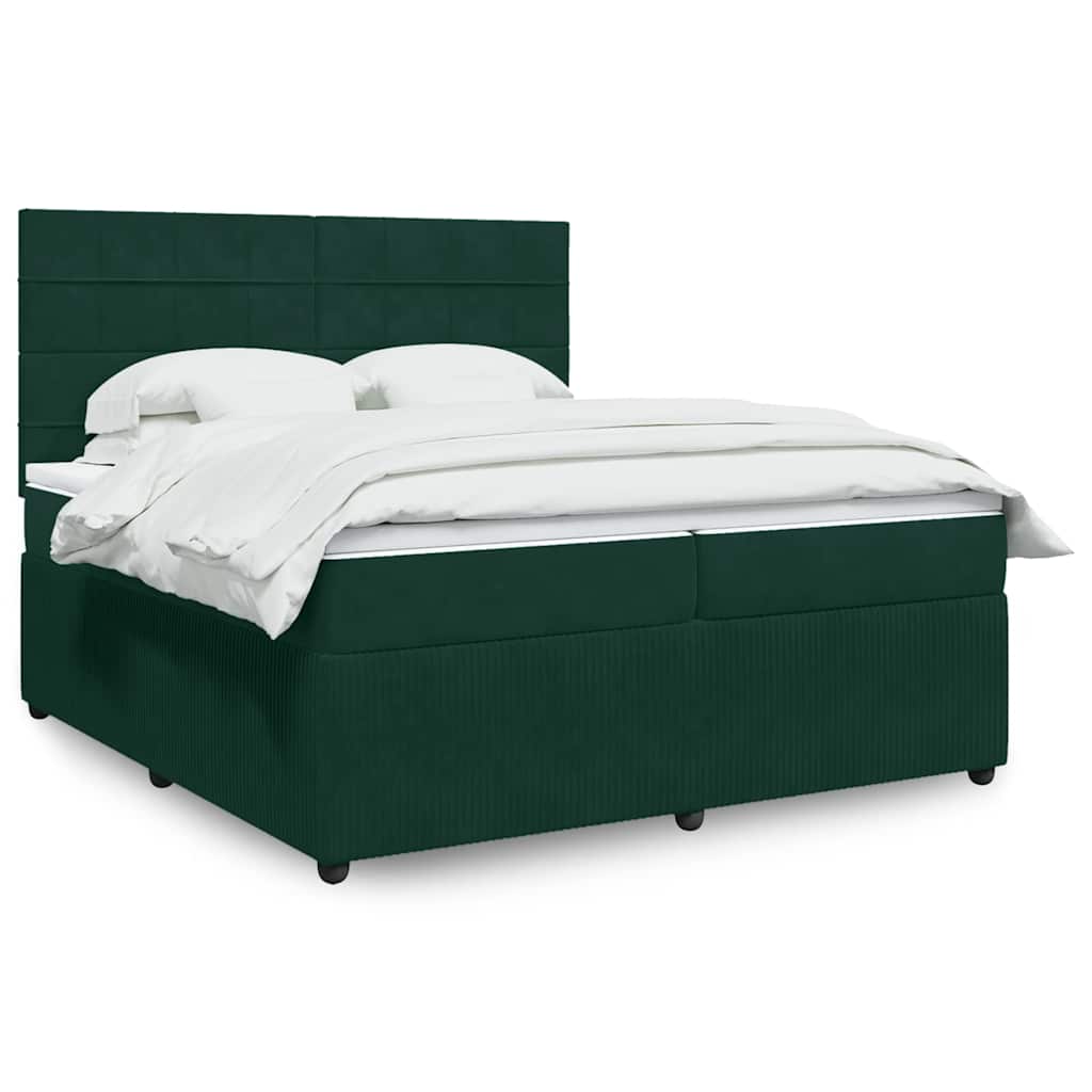 E-shop Multidom Posteľný rám boxsping s matracom tmavozelený 200x200 cm zamat