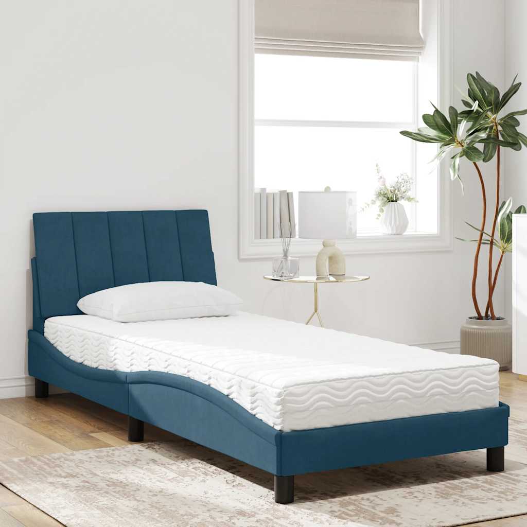 E-shop Multidom Posteľ s matracom Hanko modrý 90x190 cm zamat