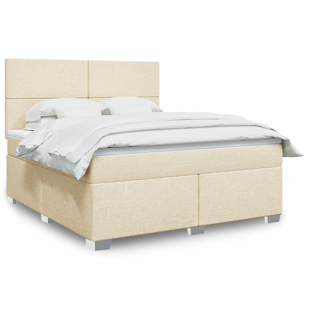 E-shop Multidom Posteľný rám boxspring s matracom krémový 180x200 cm látka