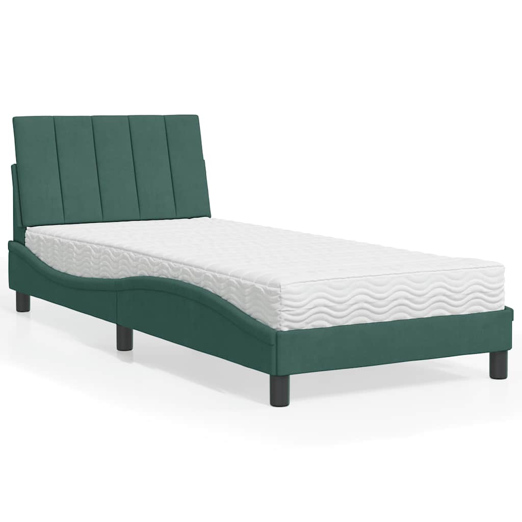 E-shop Multidom Posteľ s matracom Hanko tmavozelený 90x190 cm zamat