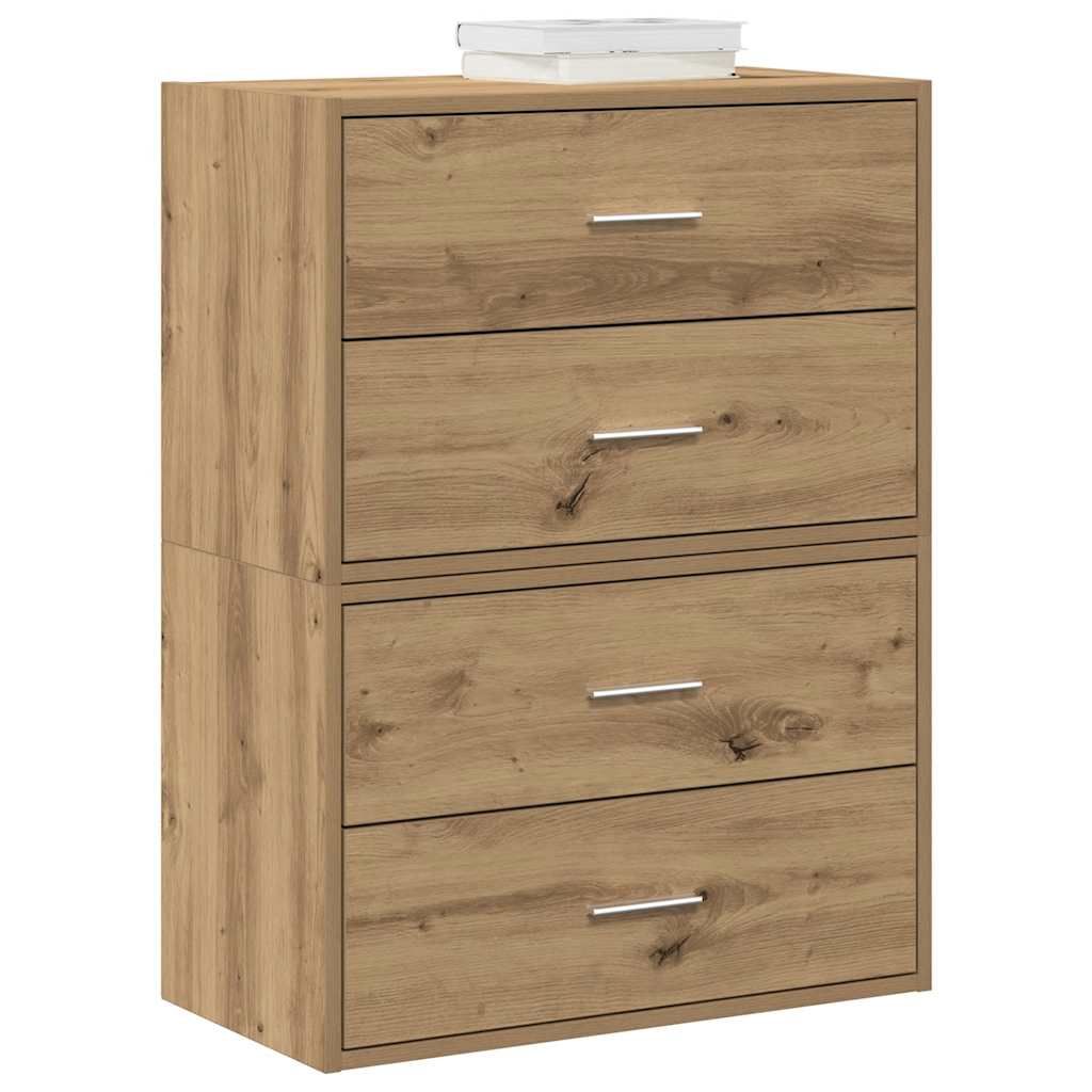 E-shop Multidom Skrinky s 2 zásuvkami 2 ks dub artisan kompozitné drevo
