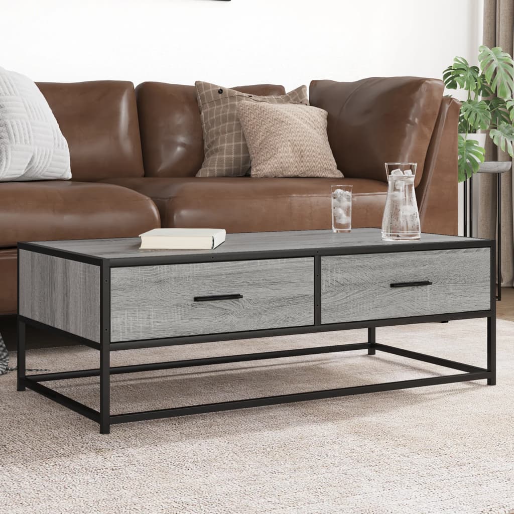 E-shop Multidom Konferenčný stolík sivá sonoma 100x50x35cm kompozitné drevo+kov
