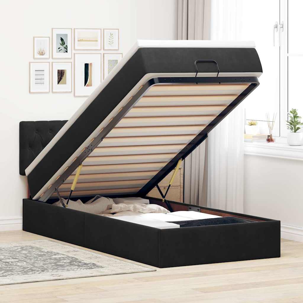 E-shop Multidom Osmanský rám postele s matracom čierna 80x200 cm zamat