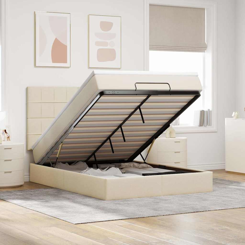 E-shop Multidom Osmanská posteľ s matracom krémová 140x200 cm látka