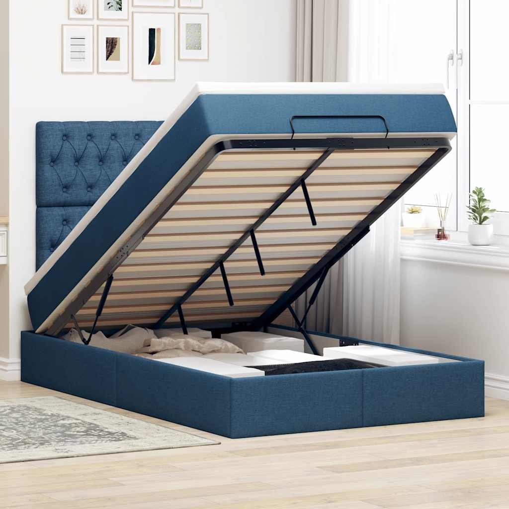 E-shop Multidom Osmanská posteľ s matracom modrá 120x200 cm látka