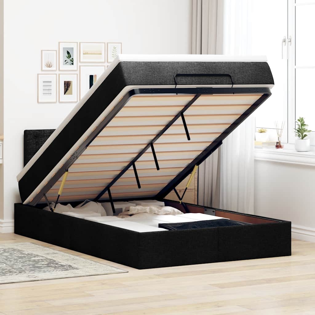 E-shop Multidom Osmanská posteľ s matracom čierna 120x190 cm látka
