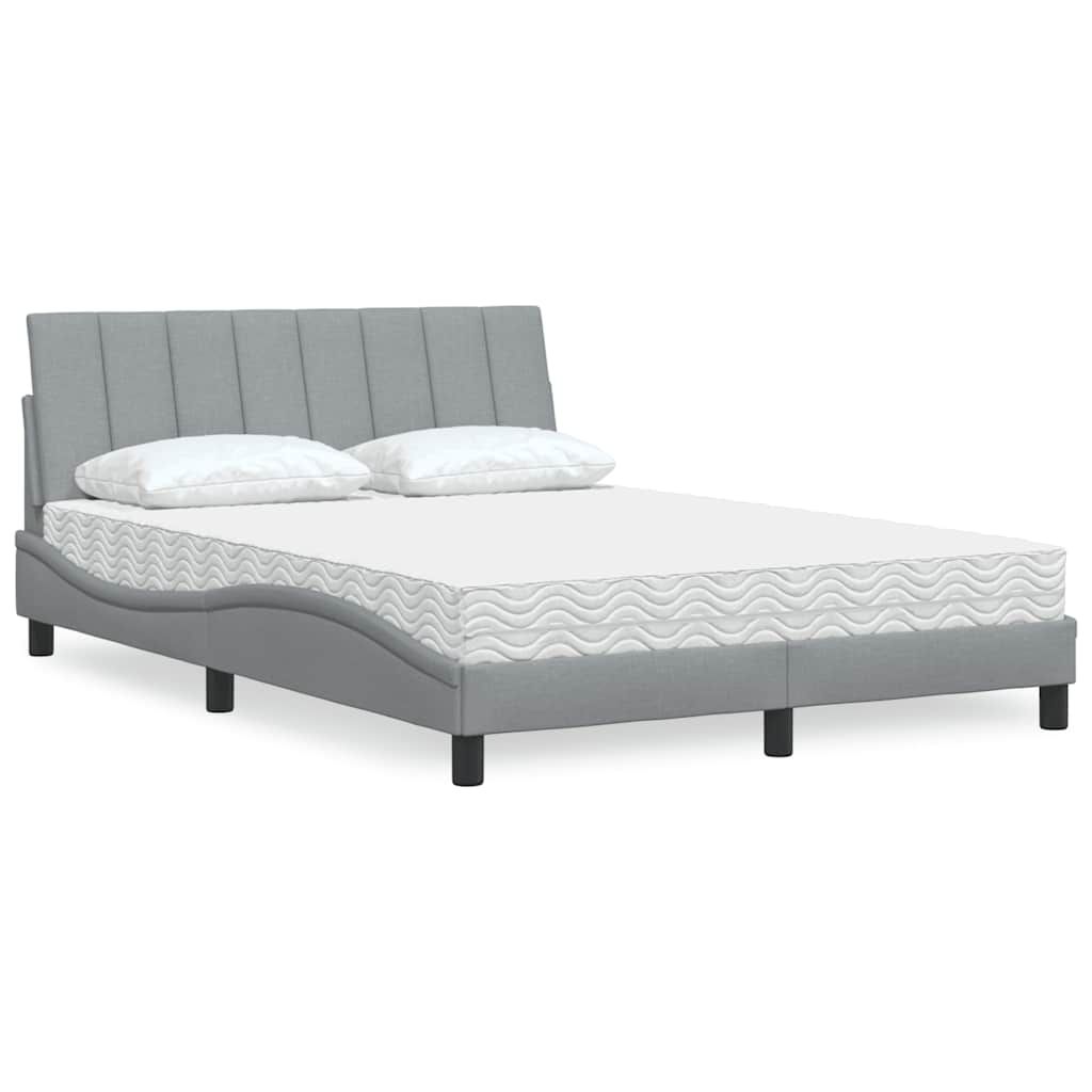 E-shop Multidom Posteľ s matracom Hanko bledosivá 140x190 cm látka