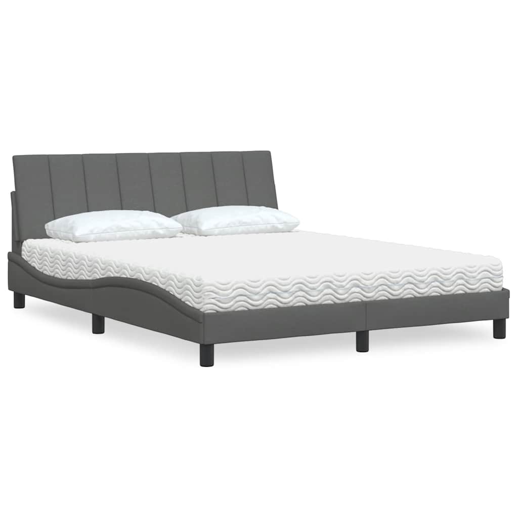 E-shop Multidom Posteľ s matracom Hanko tmavosivá 160x200 cm látka