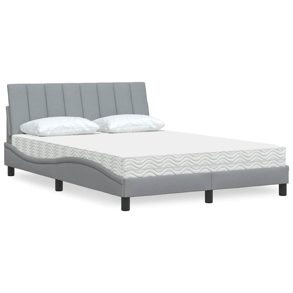 E-shop Multidom Posteľ s matracom Hanko bledosivá 140x200 cm látka