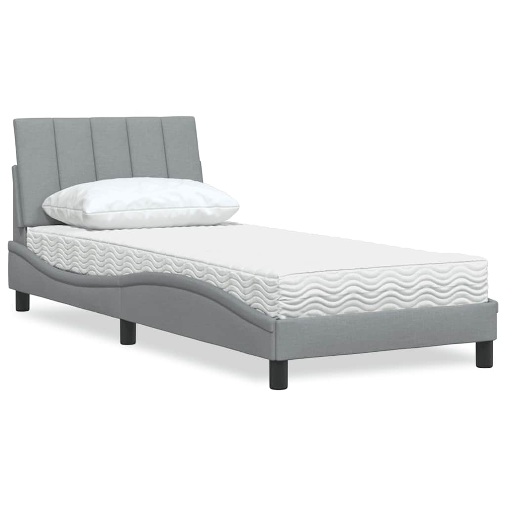 E-shop Multidom Posteľ s matracom Hanko bledosivá 80x200 cm látka