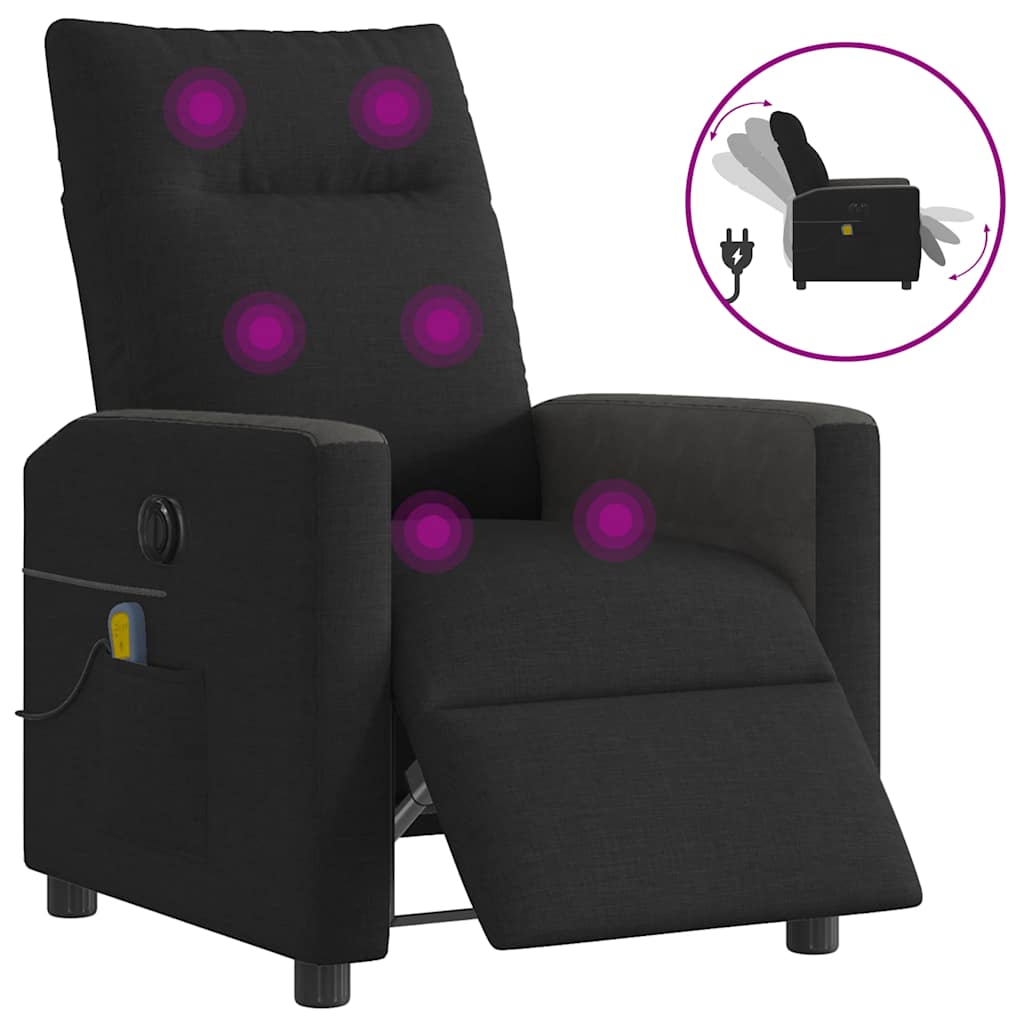 Multidom Elektrické masážne kreslo čierne látka