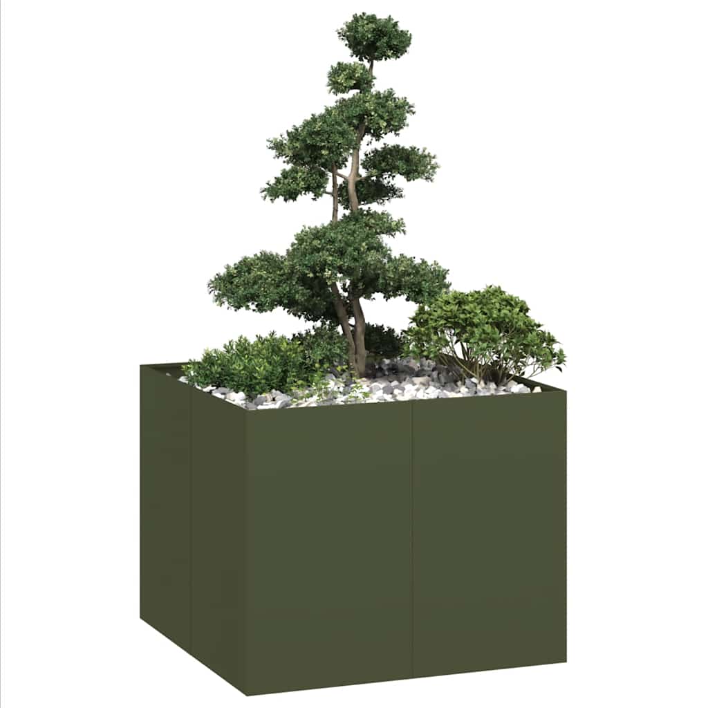 E-shop Multidom Kvetináč olivovozelený 100x100x80 cm oceľ