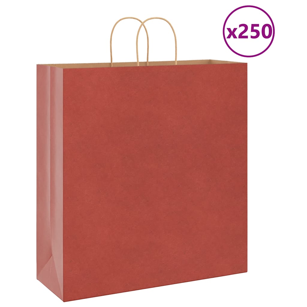 E-shop Multidom Papierové tašky 250 ks s rúčkami, červené, 45x17x48 cm