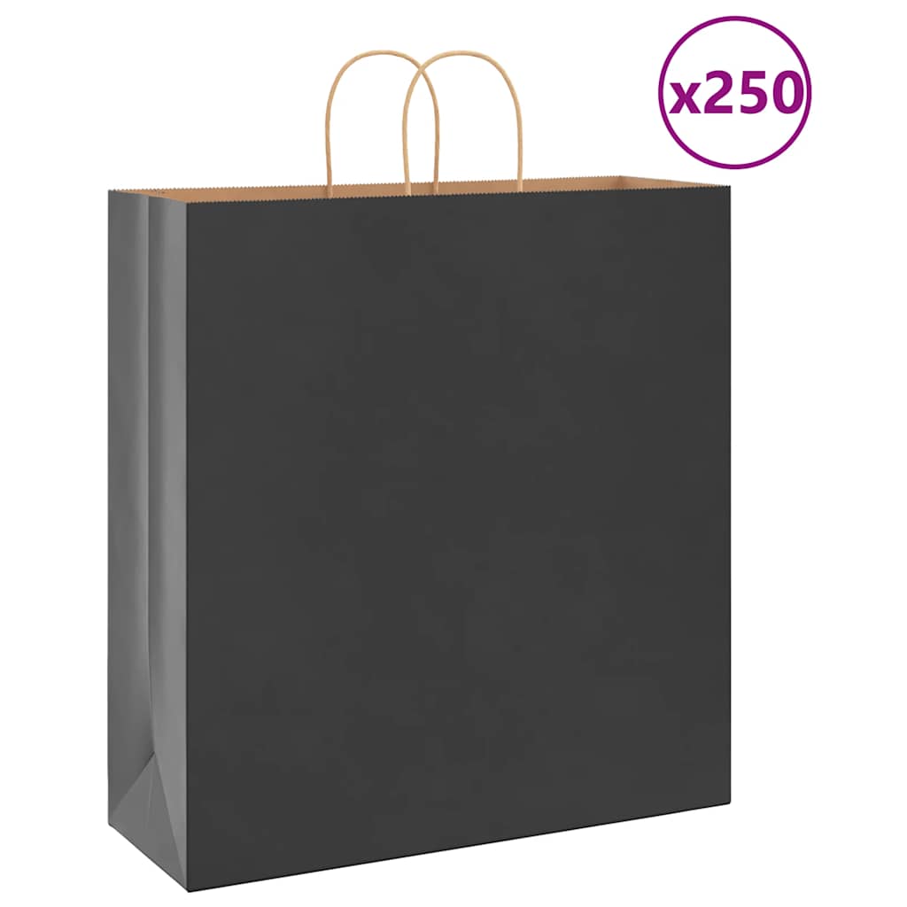E-shop Multidom Papierové tašky 250 ks s rúčkami, čierna, 45x17x48 cm