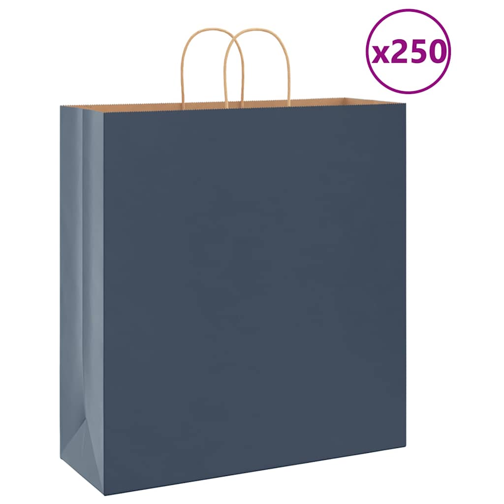 E-shop Multidom Papierové tašky 250 ks s rúčkami, modré, 45x17x48 cm
