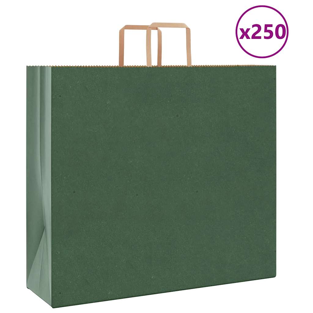 E-shop Multidom Papierové tašky 250 ks s rúčkami, zelené, 54x15x49 cm