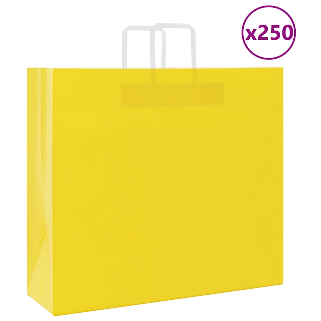 E-shop Multidom Papierové tašky 250 ks s rúčkami, žlté, 54x15x49 cm