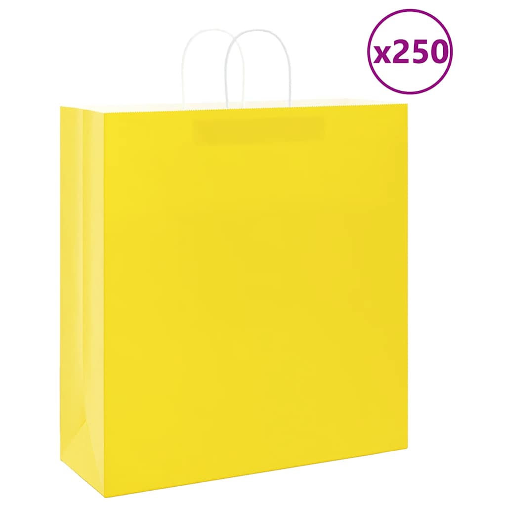 E-shop Multidom Papierové tašky 250 ks s rúčkami, žlté, 45x17x48 cm