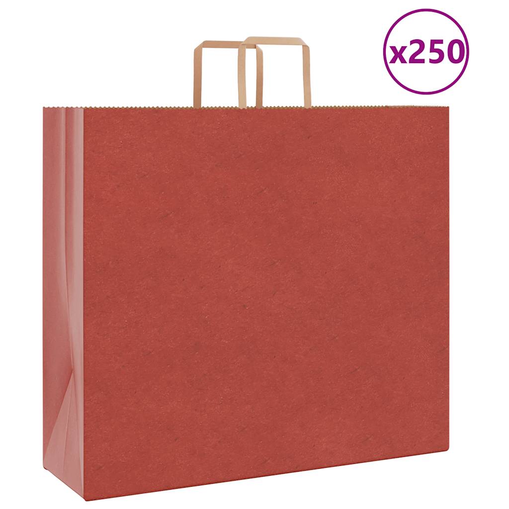 E-shop Multidom Papierové tašky 250 ks s rúčkami, červené, 54x15x49 cm