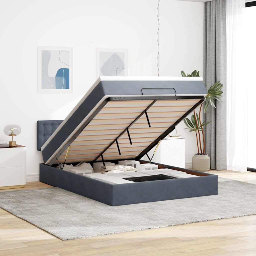 E-shop Multidom Osmanská posteľ s matracom tmavosivá 140x200cm zamat