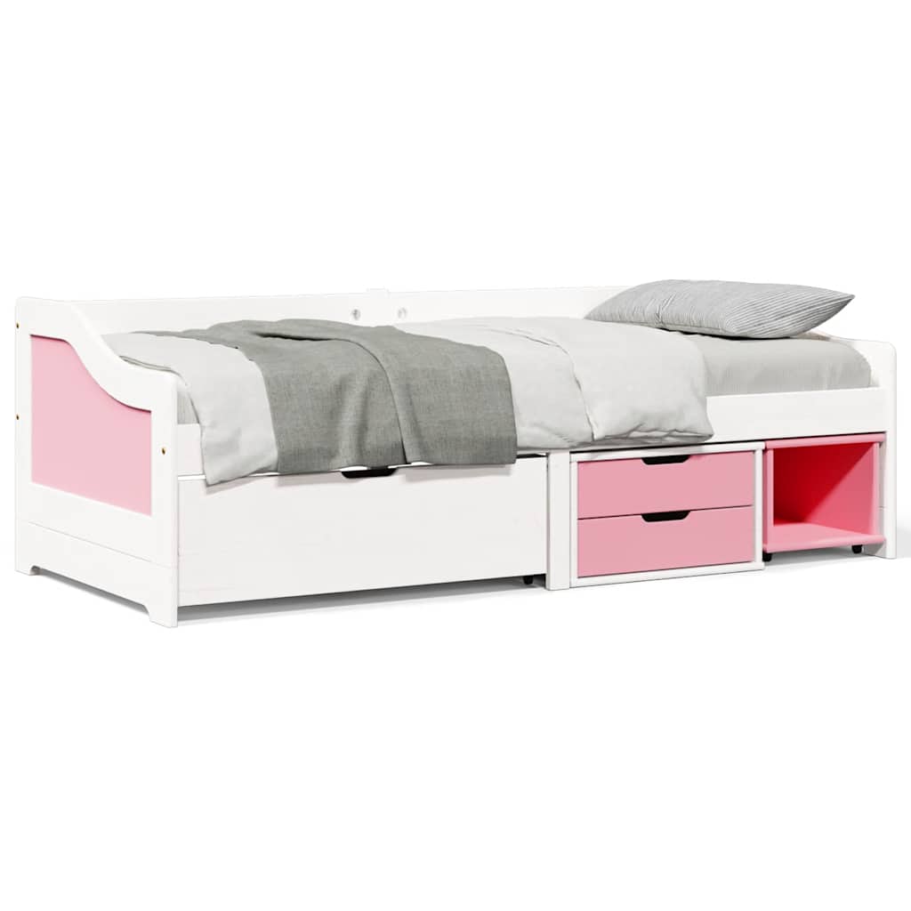 E-shop Multidom denná posteľ s 3 zásuvkami bez matraca bielo-ružová 90x200 cm