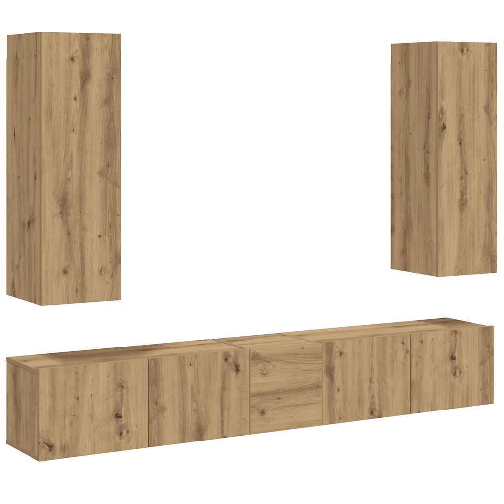 E-shop Multidom 5 dielna súprava nástennej TV skrinky Artisan Oak