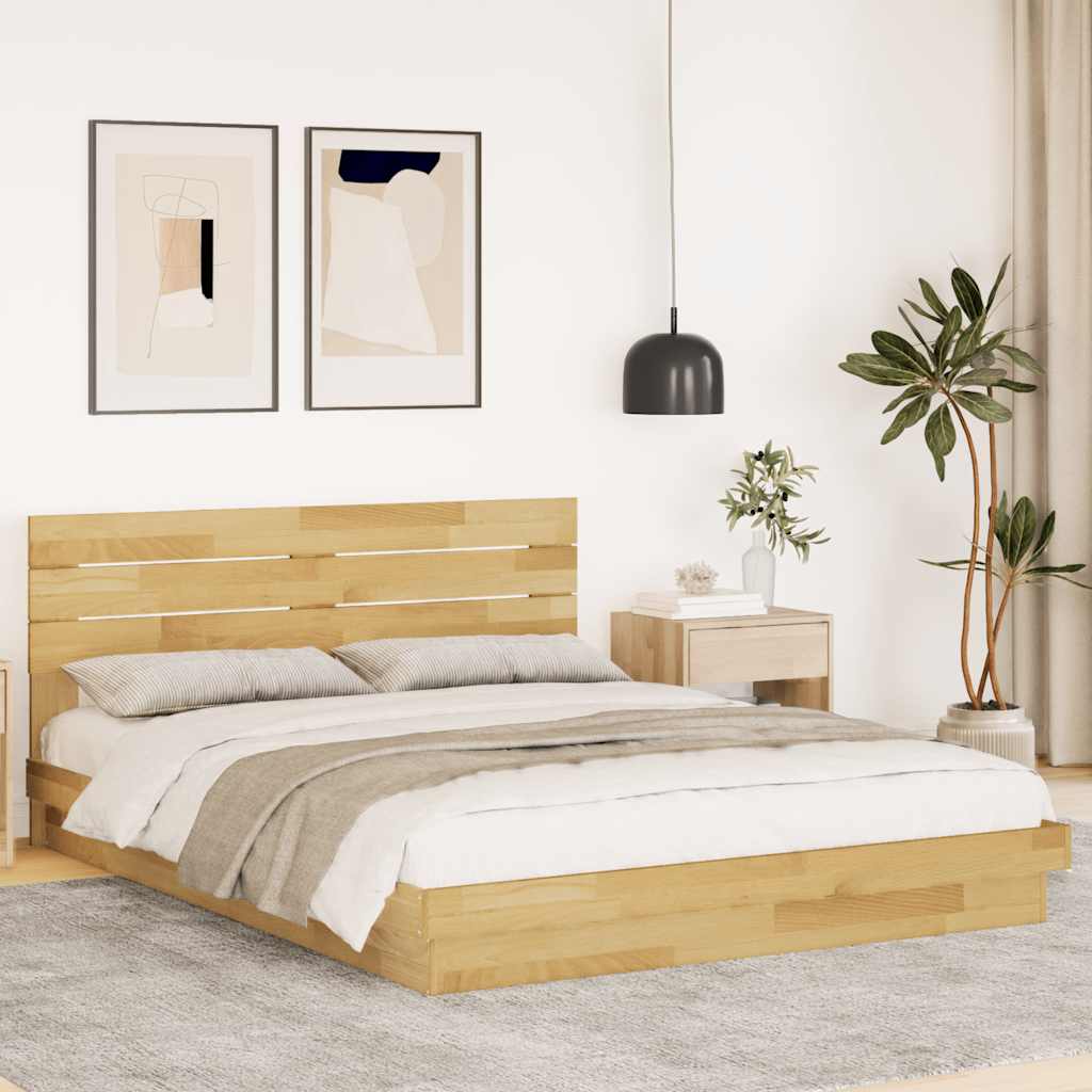 E-shop Multidom Rám postele s čelom bez matraca 150x200cm Dub z masívneho dreva