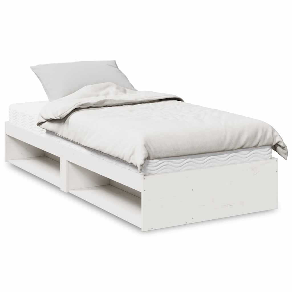 E-shop Multidom Denná posteľ s matracom, biela 90x190 cm, borovicový masív