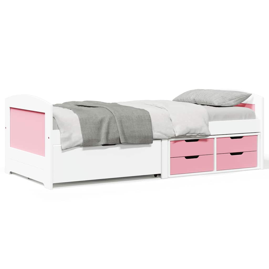 E-shop Multidom denná posteľ s 5 zásuvkami bez matraca bielo-ružová 90x200 cm