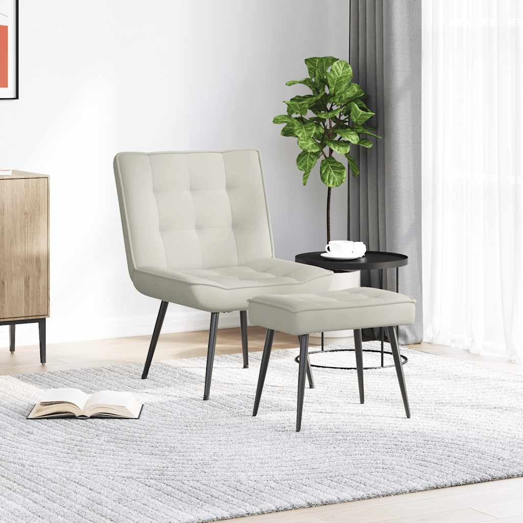 E-shop Multidom Relaxačné kreslo so stoličkou Cream Velvet