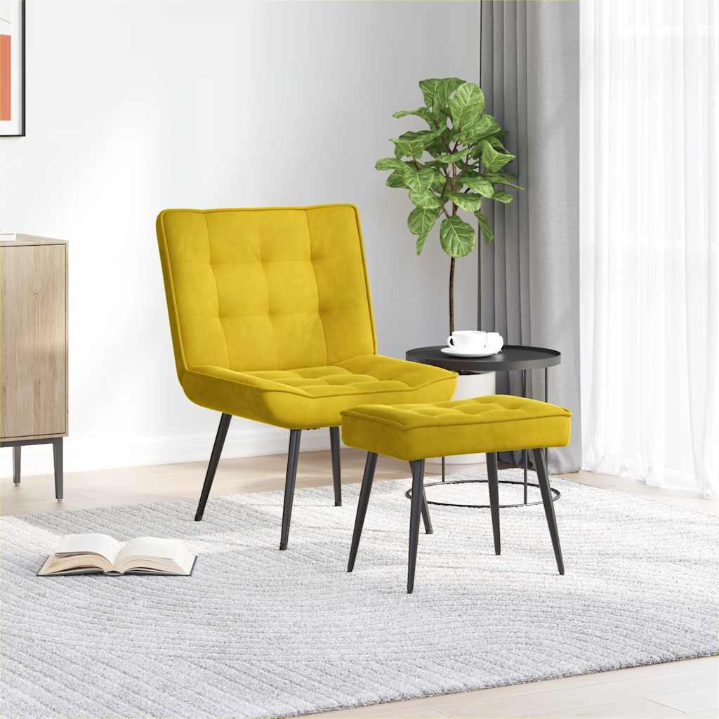 E-shop Multidom Relaxačné kreslo so stoličkou Yellow Velvet