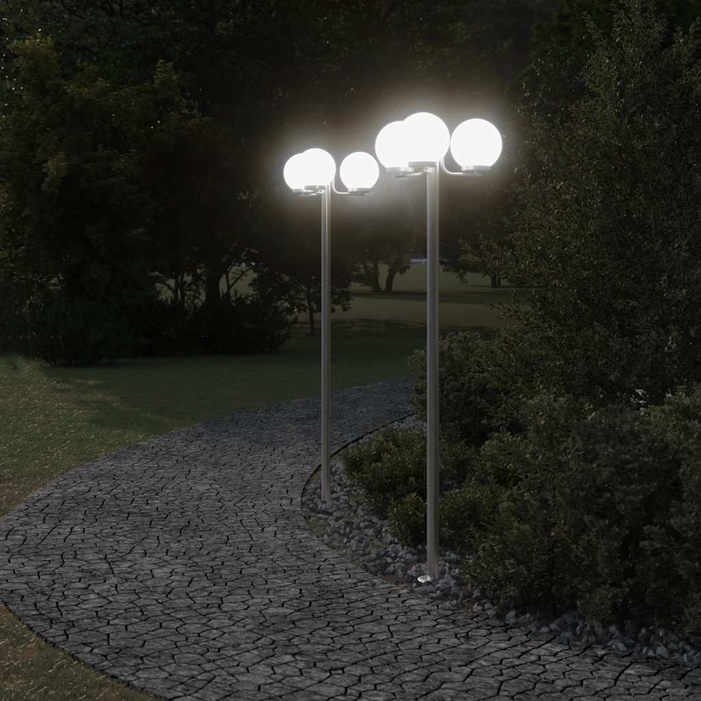 E-shop Multidom Vonkajšie stojace lampy 2ks strieborné 215cm nehrdzavejúca oceľ
