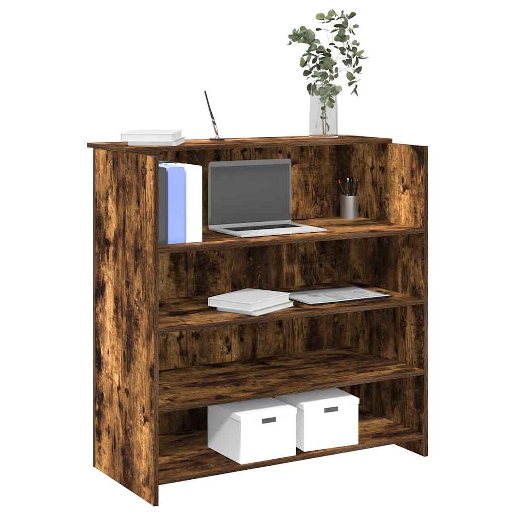 E-shop Multidom Recepčný stôl dymový dub 100x50x103,5 cm kompozitné drevo