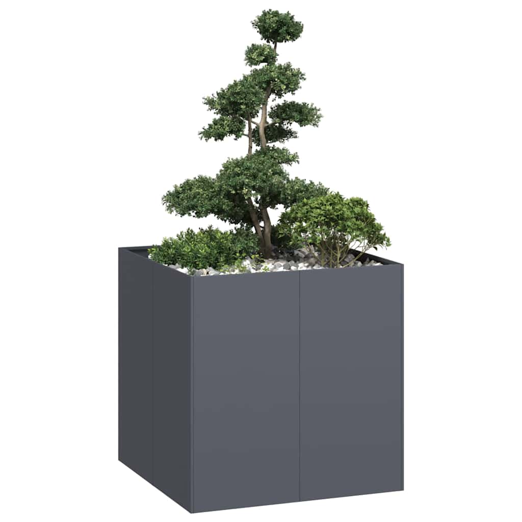 E-shop Multidom Kvetináč antracitový 80x80x80 cm oceľ
