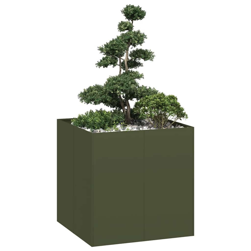 E-shop Multidom Kvetináč olivovozelený 80x80x80 cm oceľ