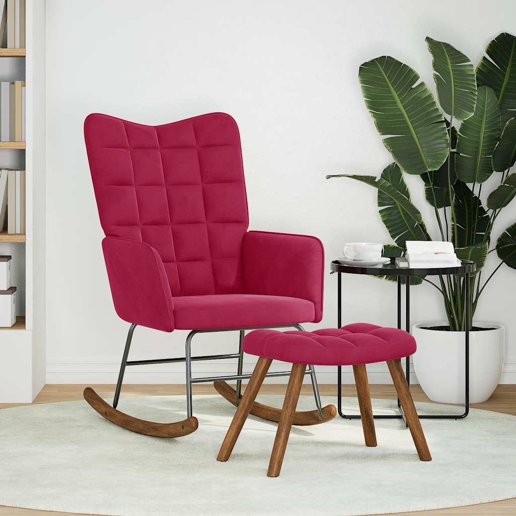 E-shop Multidom Hojdacie kreslo so stoličkou Wine Red Velvet