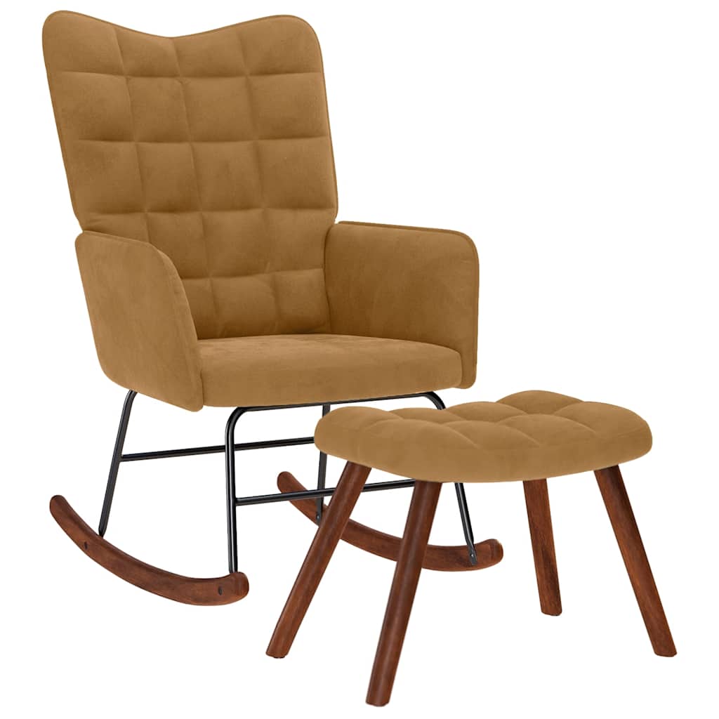 E-shop Multidom Hojdacie kreslo so stoličkou Brown Velvet