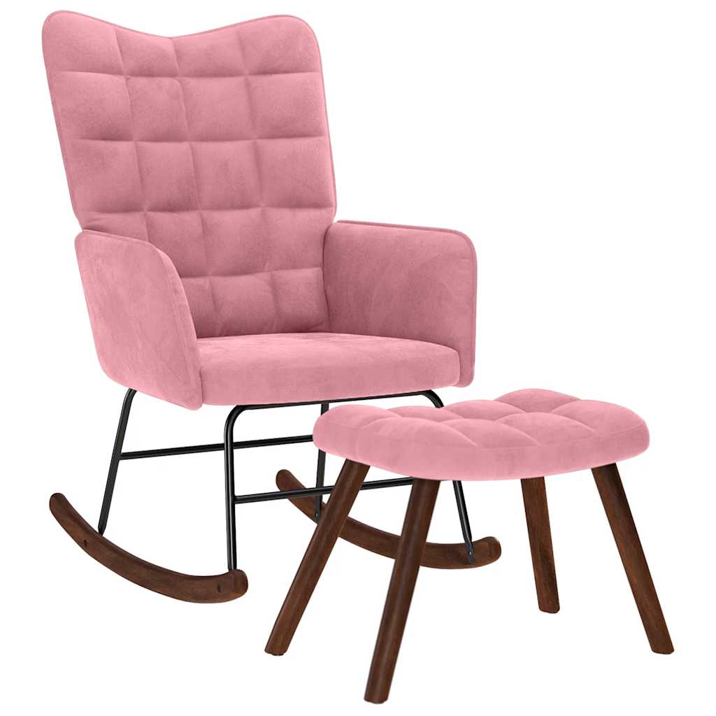 Hojdacie kreslo Multidom so stoličkou Pink Velvet