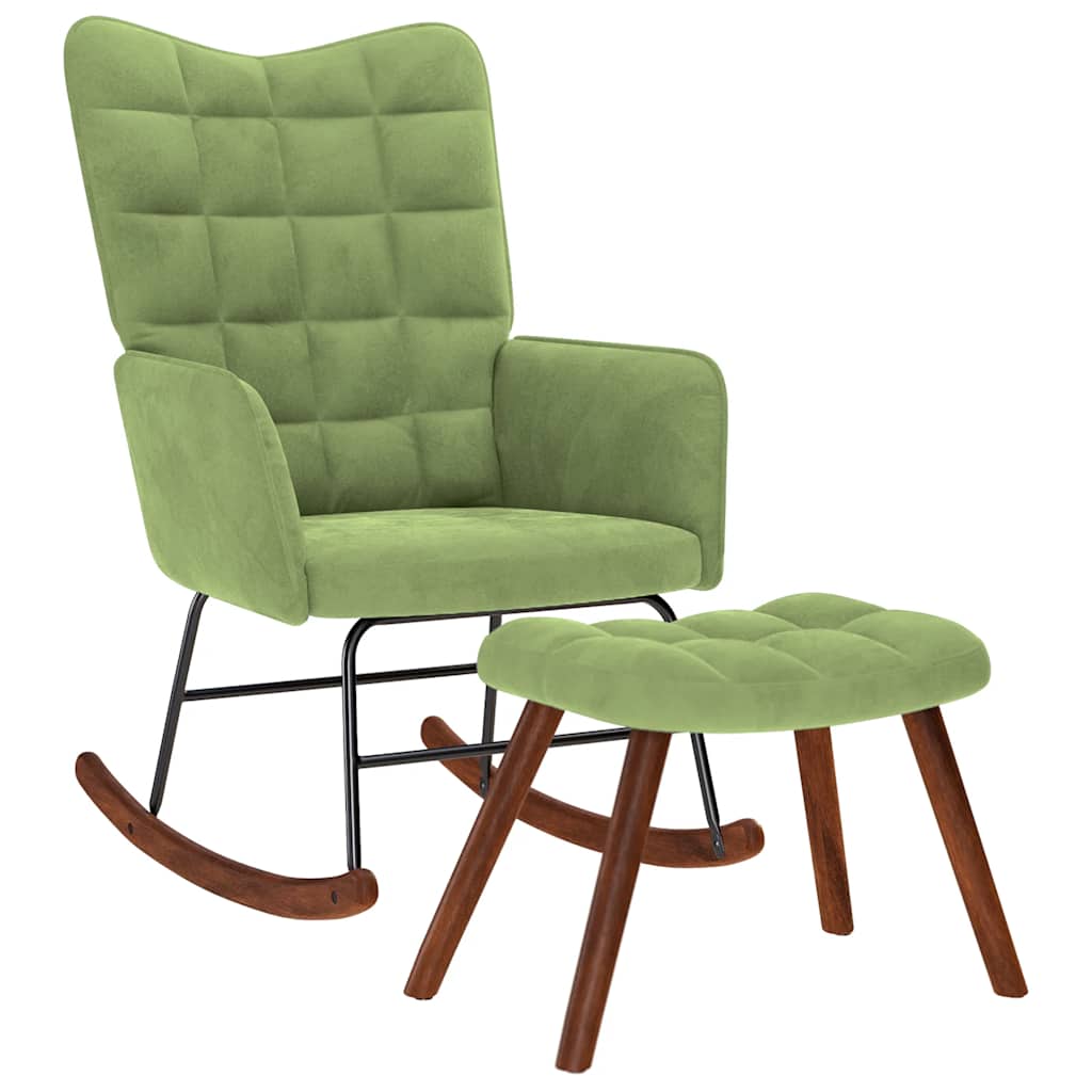 E-shop Hojdacie kreslo Multidom so stoličkou Light Green Velvet