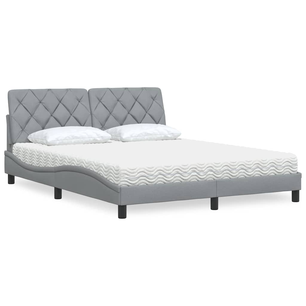 E-shop Multidom Posteľ s matracom svetlosivá 160x200 cm látka