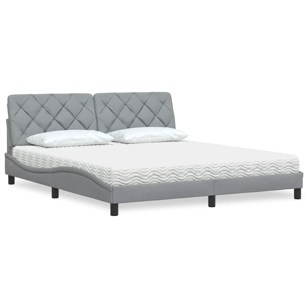 E-shop Multidom Posteľ s matracom bledosivá 180x200 cm látka