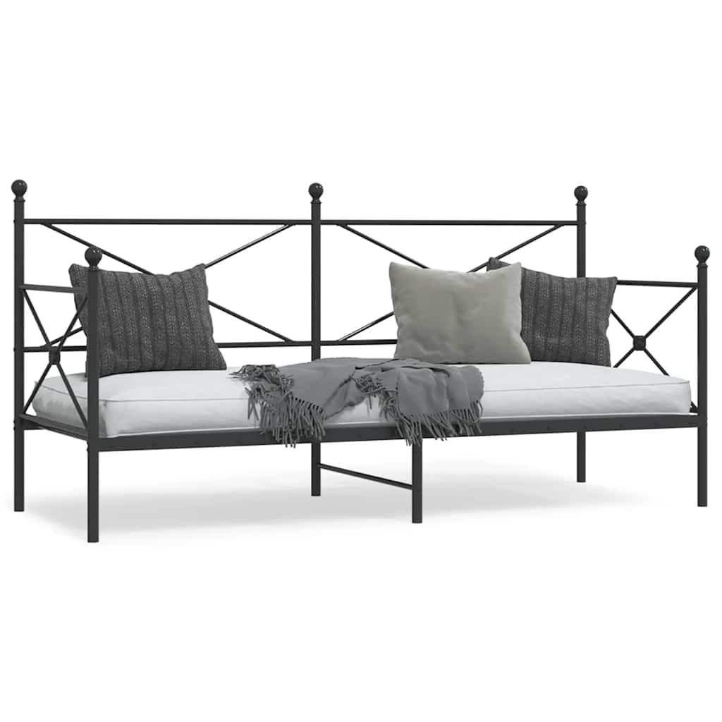 E-shop Multidom Denná posteľ bez matraca Čierna 80x200 cm Oceľ