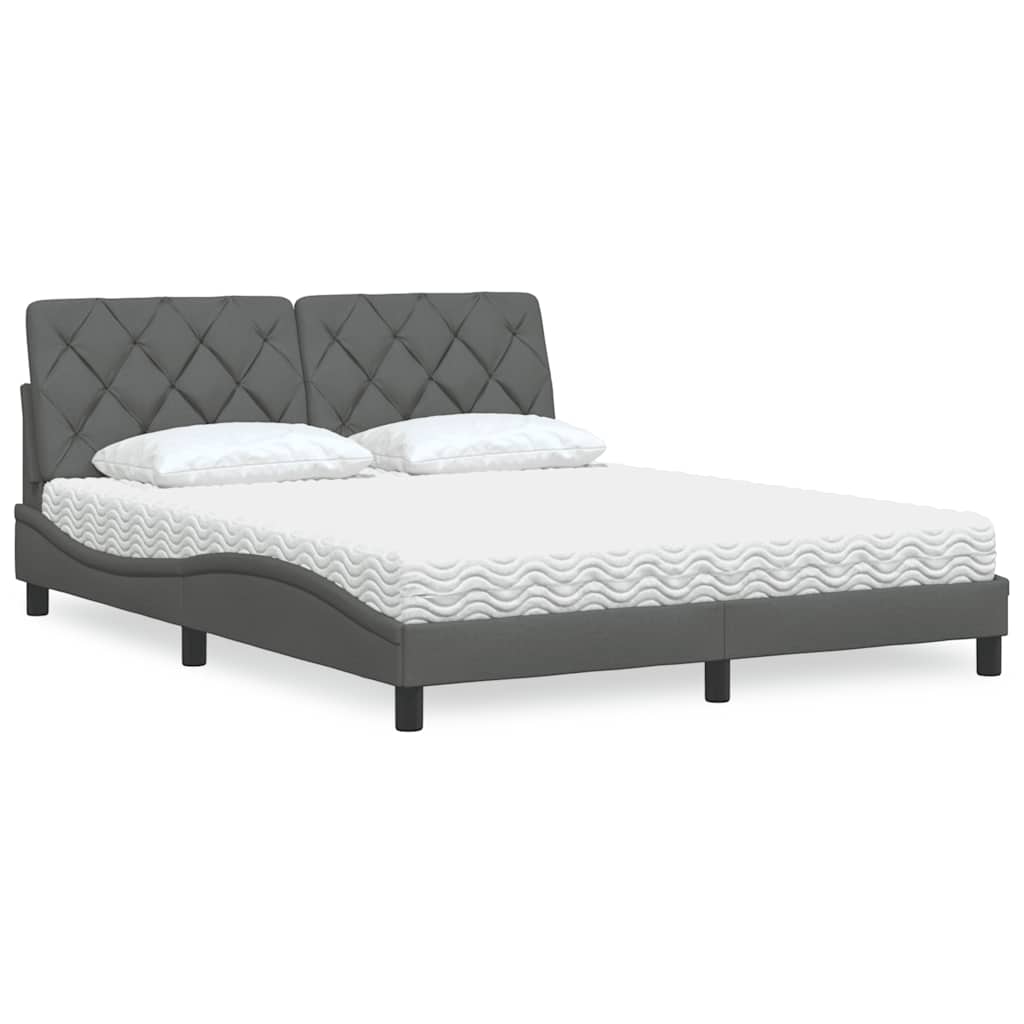 E-shop Multidom Posteľ s matracom tmavosivá 160x200 cm látka